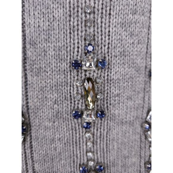 TORY BURCH S Jewel Embellished Etta Sweater in Gray - Picture 12 of 15
